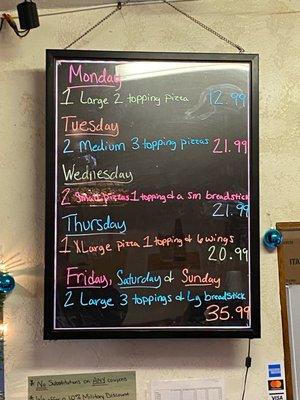 Daily specials