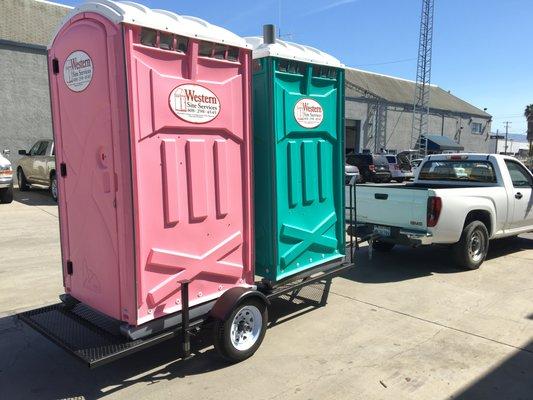 Need to move your potty around but don't want to PUSH it?? We have you covered with our Double Toilet on Wheels.