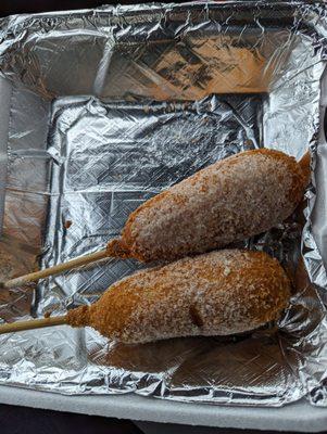 Corn dog wrapped in churro goodness. Sooo good!