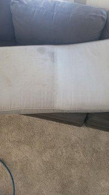 Upholstery cleaning  - left side dirty/ right side cleaned