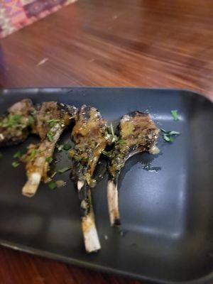 Lamb Chops with mango and lime. Chops could use more meat but the sauce was tasty