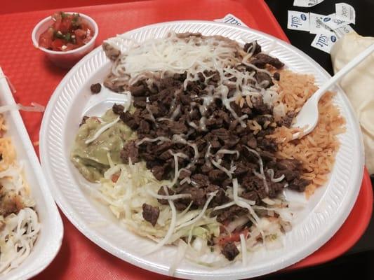 Carne Asada plate with guacamole...delicious and only $7.25!