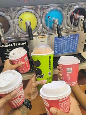 4 small slushies (in the wrong cups lol) and a large Coke slushy