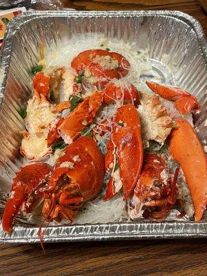 Cantonese Lobster! Steamed over vermicelli w/  garlic & scallion