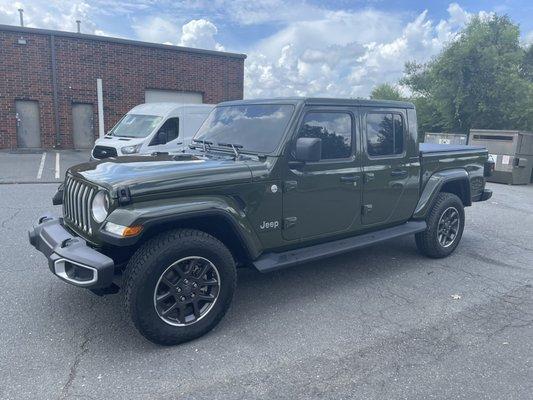 Complete window tint with front windshield done in 30%.  5% on the sides.