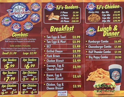 Turbo Joe's Menu