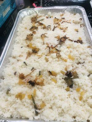 White flavored pilaf rice.