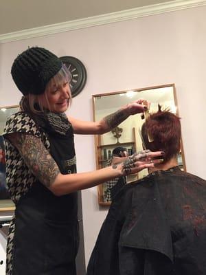 Hair ninja Sarah Jay doing her wicked magic