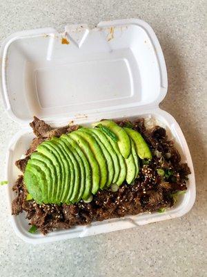 Large beef teriyaki with avocado