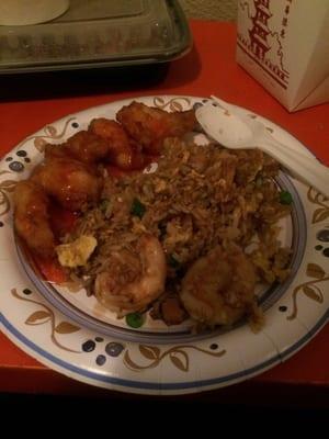 Shrimp fried rice & "orange chicken"