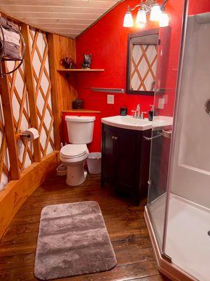 Bathroom in the yurt.