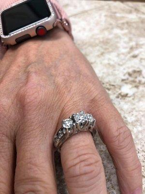 Ordered a new diamond to match and reset the whole ring (other diamonds were all loose).