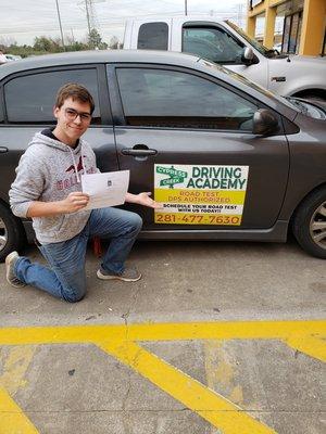 Passed his driving test at our Houston location!