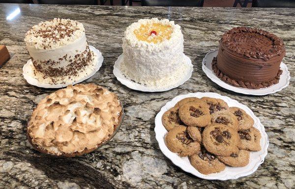 Delicious assortment of cakes available daily.