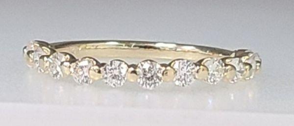 14kt shared prong diamond wedding stackable band