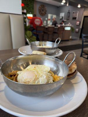 Chicken skillets and eggs