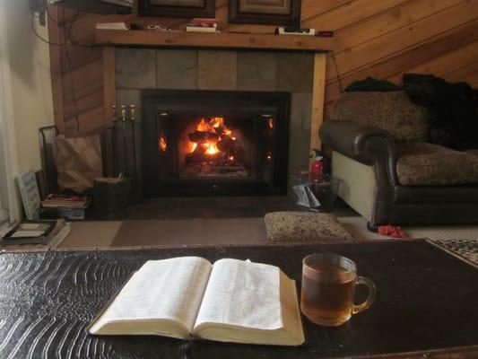 Mornings by the Fireplace