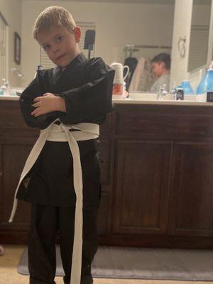 My little guy just got home from Campos Karate showing me his "punch, punch, kick" move and then posing