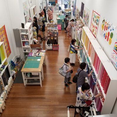 Looking down into the store from the mezzanine classroom