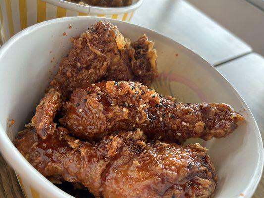 Sweet and spicy fried chicken.