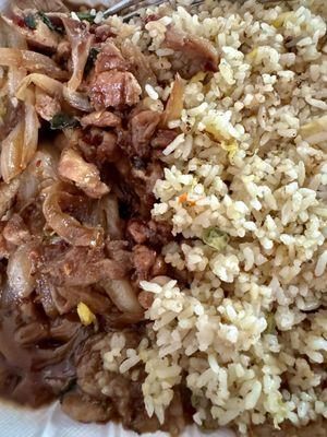 Lemongrass chicken with fried rice (lunch special).