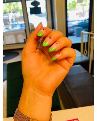 Green French Nails