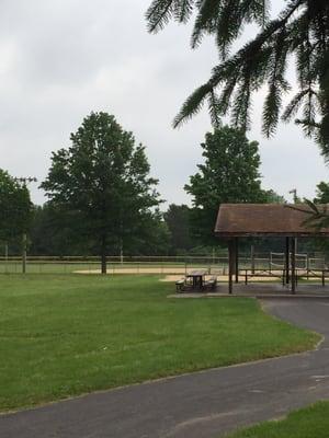 A small picnic shelter with restrooms...