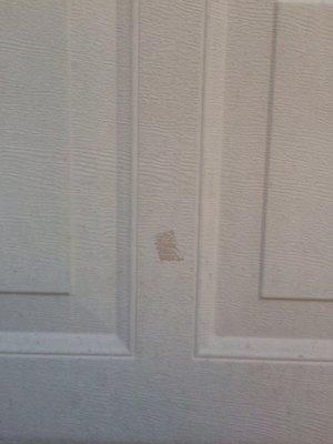 Garage door paint came off due to them sticking advertisement on garage door