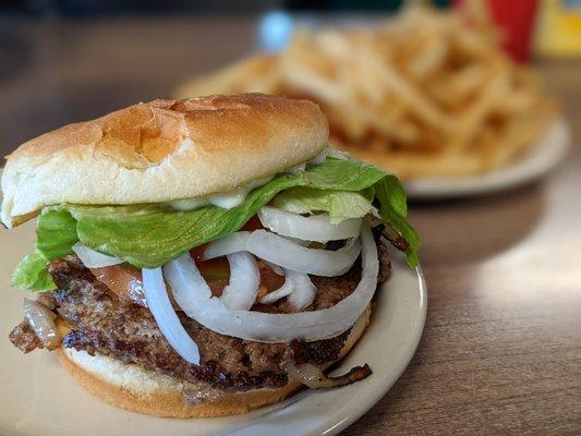 Onion Burger & fries