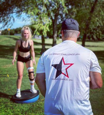 Jeff providing rehabilitative fitness training to a high school athlete.