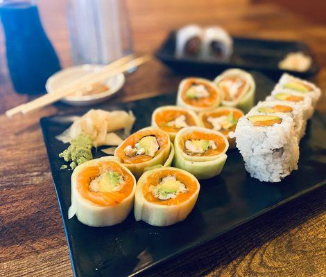 Happy salmon, Salmon & Avocado & salmon skin. Salmon & avocado was best of 3.