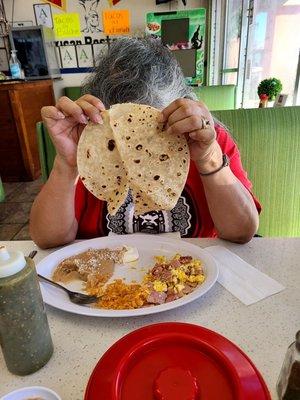 Flour and corn tortillas made to order here.