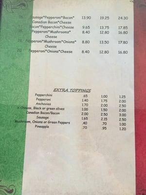 Menu- You can build your own pizza. Half and half option available. We also can do par baked pizzas for you to enjoy later!