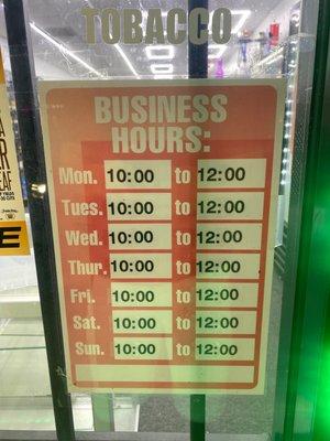 The Hours that they are open