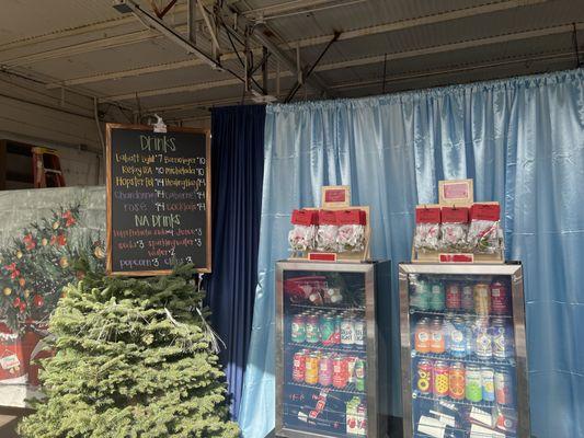 Drink menu while kids find the perfect tree.