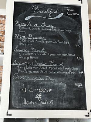 Breakfast menu