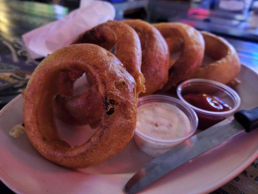 Beer Battered Onion Rings - big and fried to a perfect crispness and crunch.