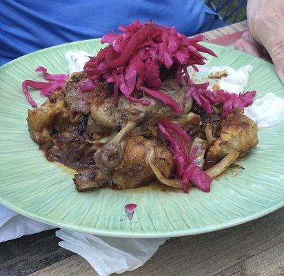 Duck leg confit with dumplings