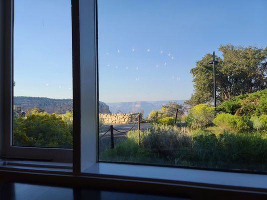 View from our table, overlooking the south rim of the Grand Canyon