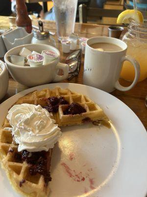 Belgian Waffle with Fruit Compote & Fresh Whipped Cream