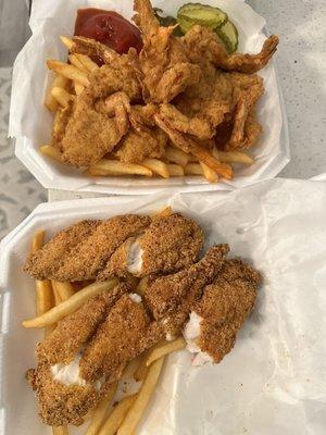 3 piece Catfish with Fries and 9 piece Shrimp with Fries. I originally ordered the 6 piece fish