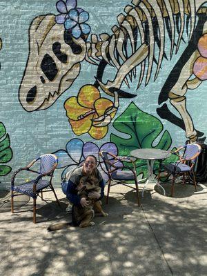 On the dog friendly back patio! Great shady spot!