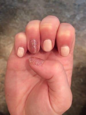 My most recent gel manicure just in time for Breast Cancer Awareness Month!