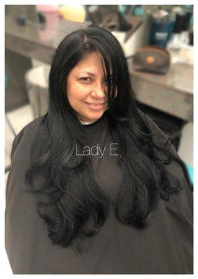 Long layered haircut and blow dry