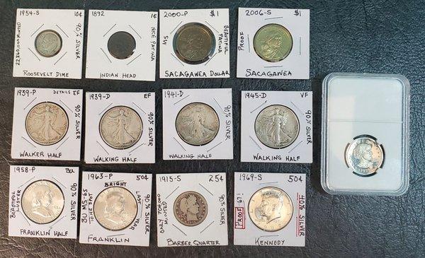 Pictured here is an assortment of coins issued in the US.