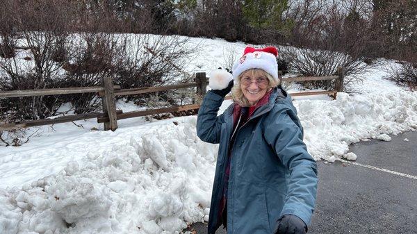 Playing in snow at end of road