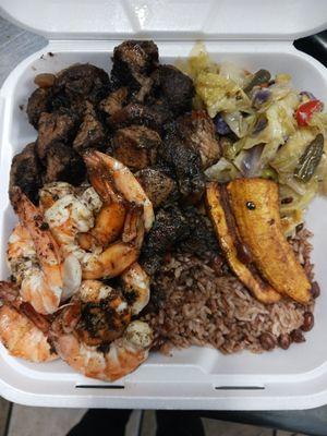 Jerk Pork and Jerk shrimp combo