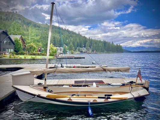 A nice sail boat at the boat dock of Donner Lake Village.