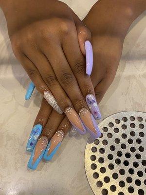 Long nails with designs