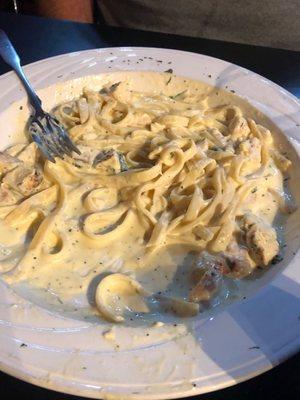 Chicken Fettuccine Alfredo - this was half gone.  Large portion